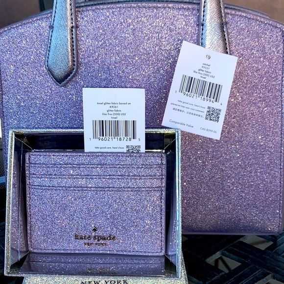 Kate Spade Holiday Collection Lilac Frost Tinsel Satchel and Card Holder Set - Picture 13 of 13